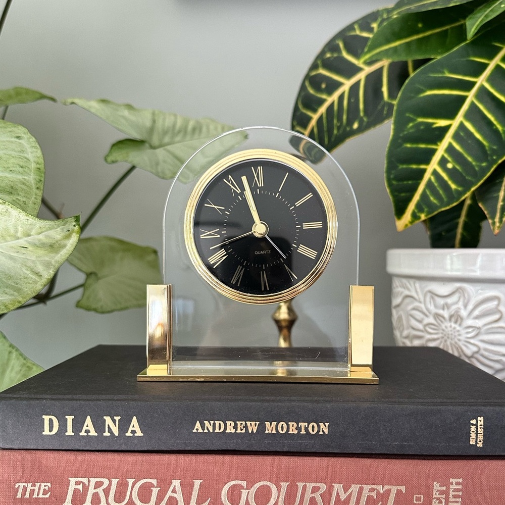Traditional Brass & Acrylic Desk Clock